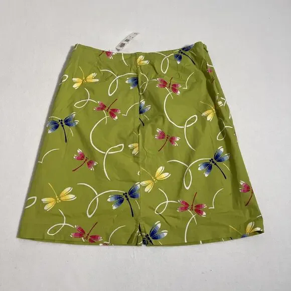 Talbots Kids Skirt Girls 16 Green Dragonfly Print A Line Stretch School Nature - Picture 3 of 7